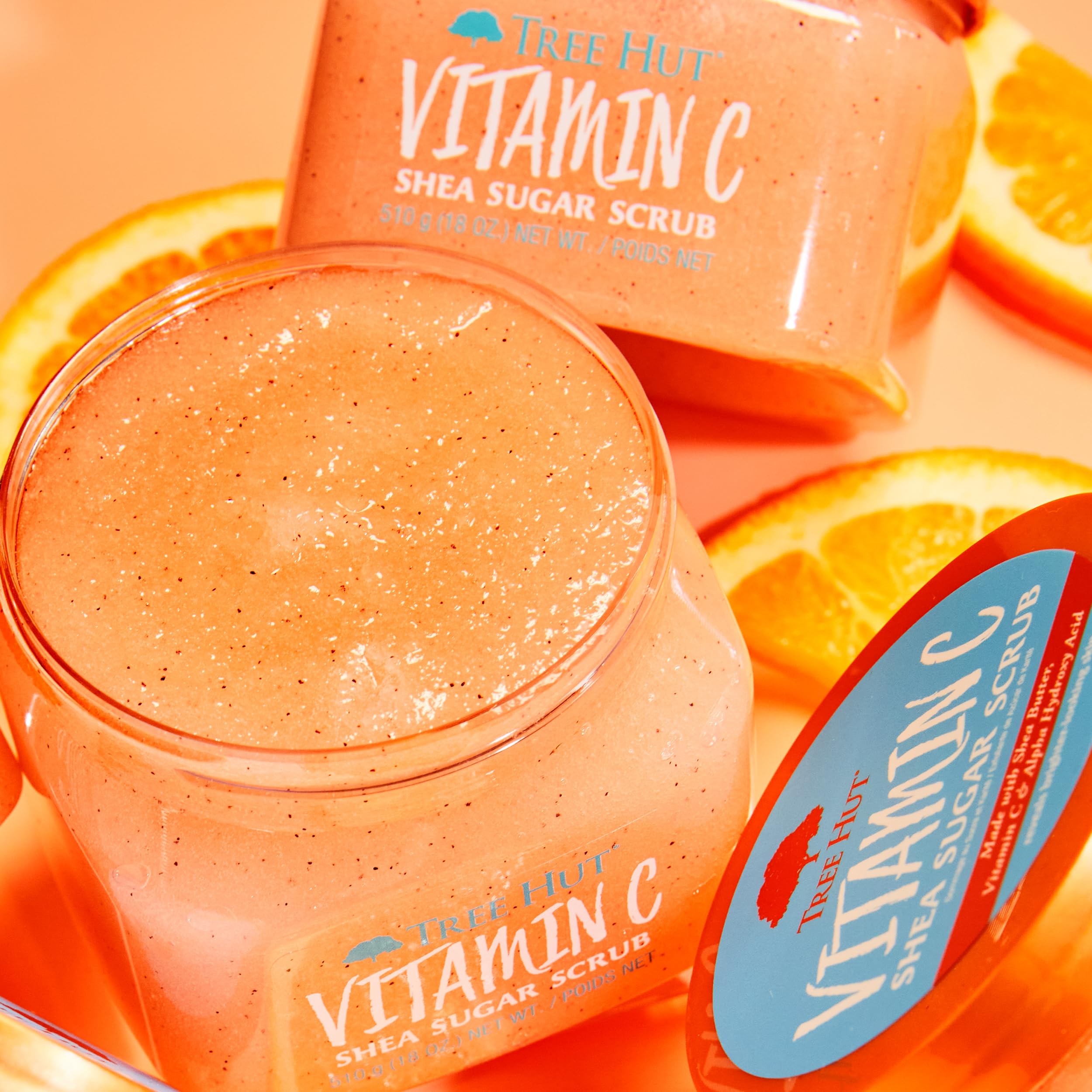 Tree Hut Vitamin C Shea Sugar Scrub - 18 oz Ultra Hydrating & Exfoliating Body Scrub for Smooth, Glowing Skin | Essential Nourishing Body Care for Dry Skin, Shower & Spa Use