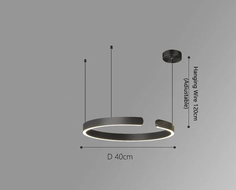 Elegant Minimalist Ring Chandelier Light Fixture - Aluminum Plated Modern Pendant Lighting for Dining Room, Bedroom & Living Room Decor