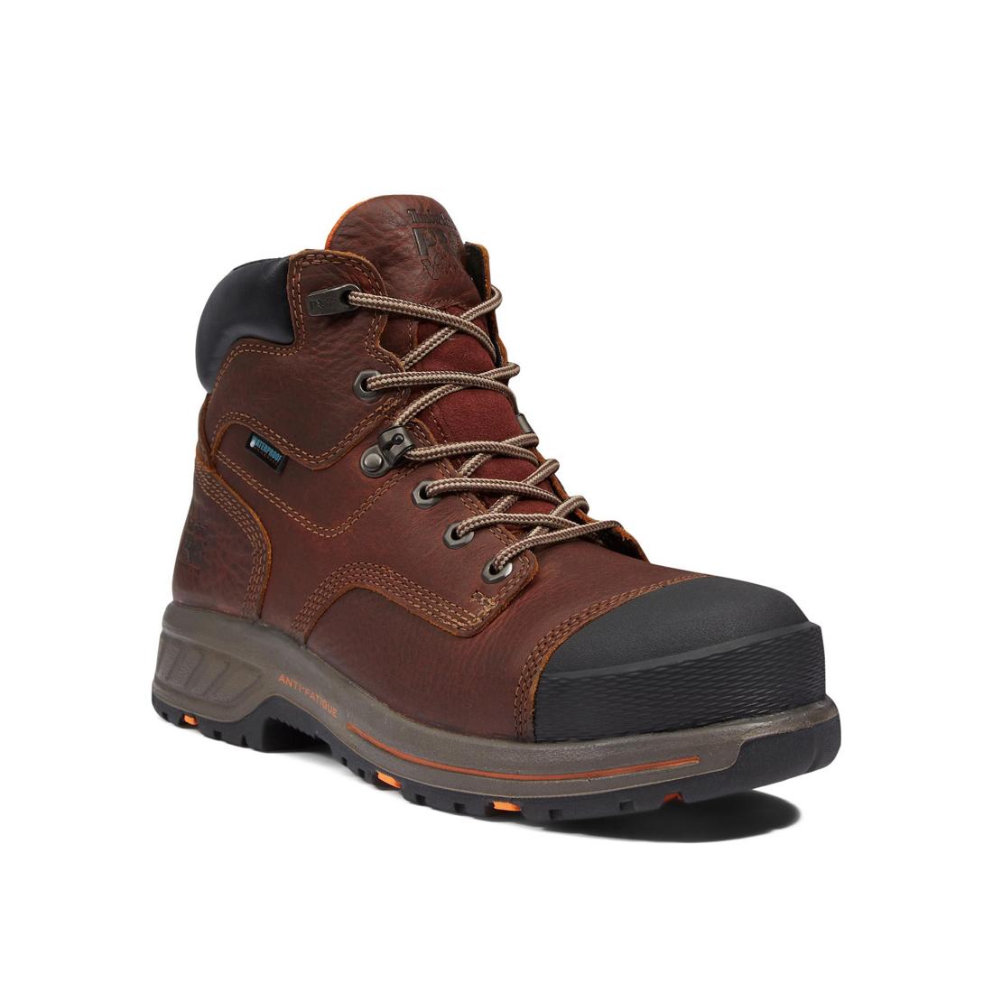 Helix HD 6 Inch Composite Toe Work Boots for Men - Safety Shoes with Slip Resistant & Electrical Hazard Protection - Ideal for Construction, Warehouse & Outdoor Work (Mahogany)