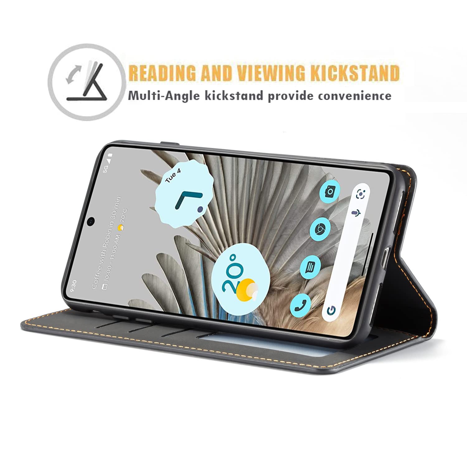 Premium PU Leather Flip Wallet Case for Google Pixel 6 Pro - Shockproof Magnetic Cover with Card Holder & Kickstand | Perfect for Business, Travel & Daily Use (Black)