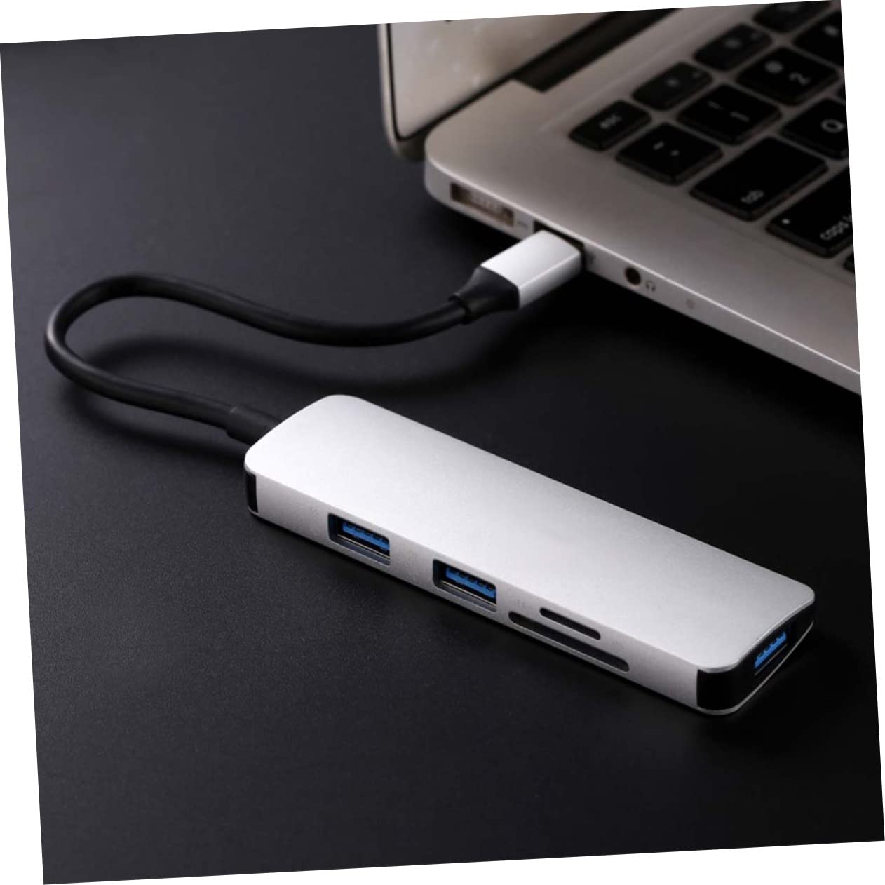 OSALADI 5-in-1 USB C Hub Adapter with Ethernet Port, SD Card Reader, USB 3.0 Ports - Perfect for MacBook Pro/Air, Chromebook, Windows Laptops & Home Office Workstations