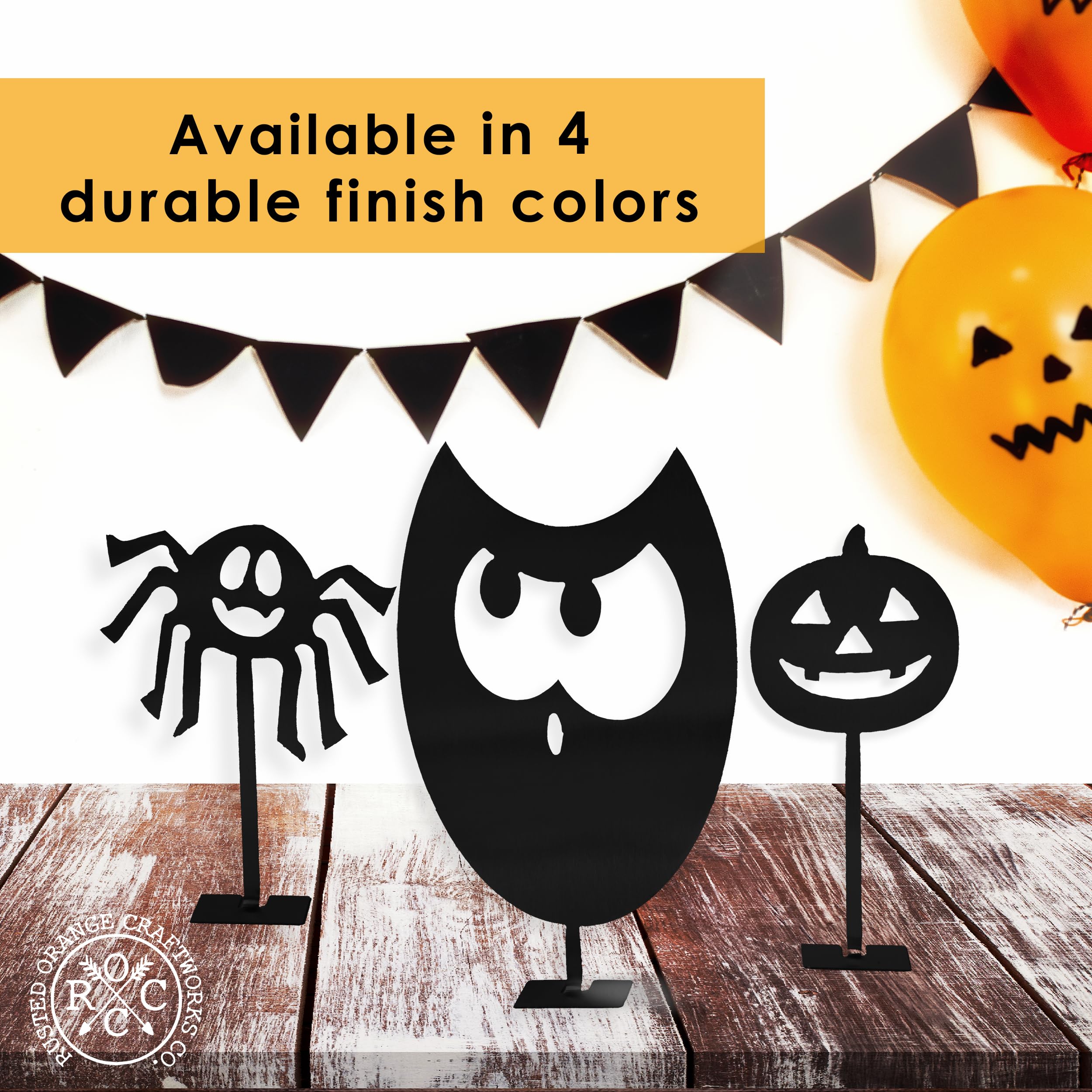 ROCC Rusted Orange Craftworks Co. - Large Halloween Spider Decor, Chic Ghost Figurine & Grunge Room Decor for Indoor Halloween Party, Goth Aesthetic & Spooky Home Decoration