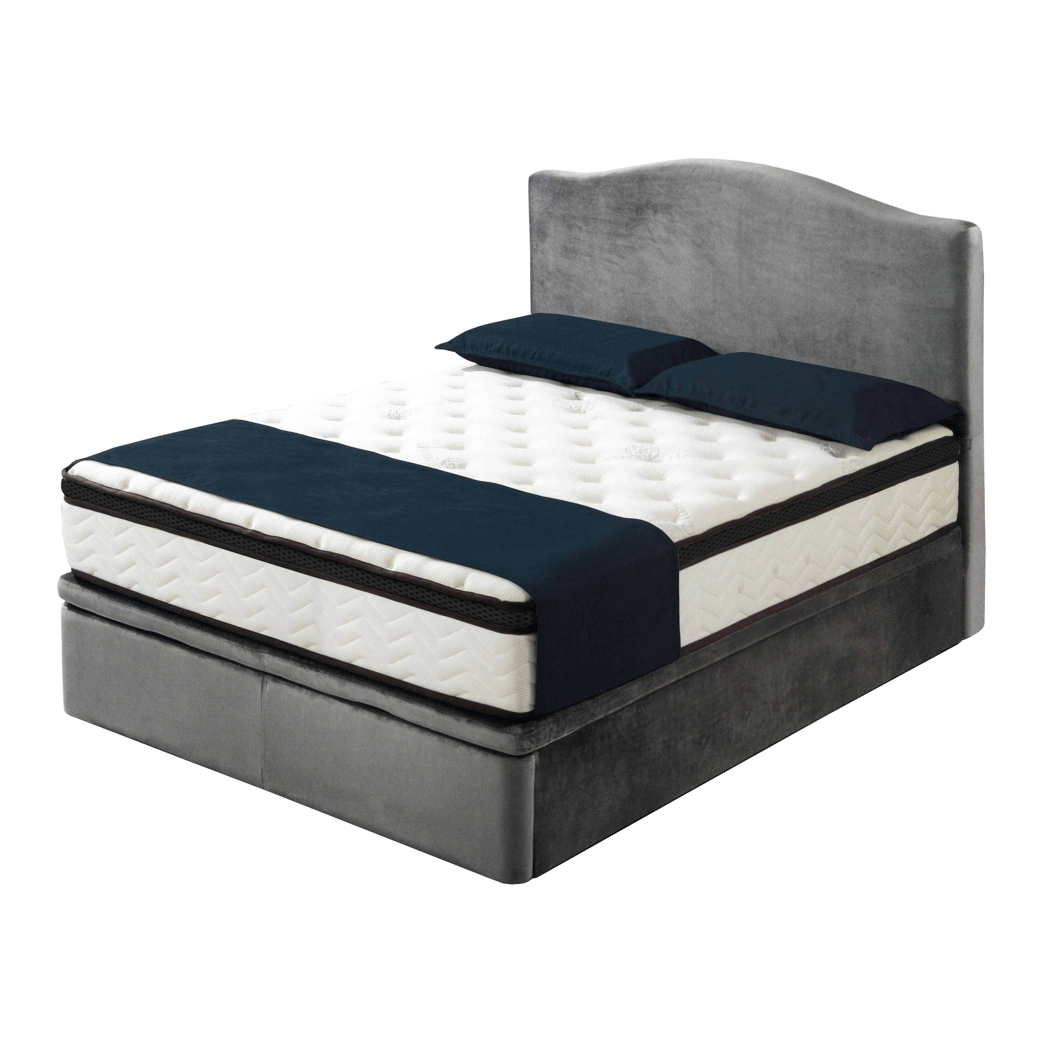 Endel Grey Velvet Storage Bed Frame – Queen Size Platform Bed with Underbed Storage | Modern Bedroom Furniture for Small Spaces & Apartment Living