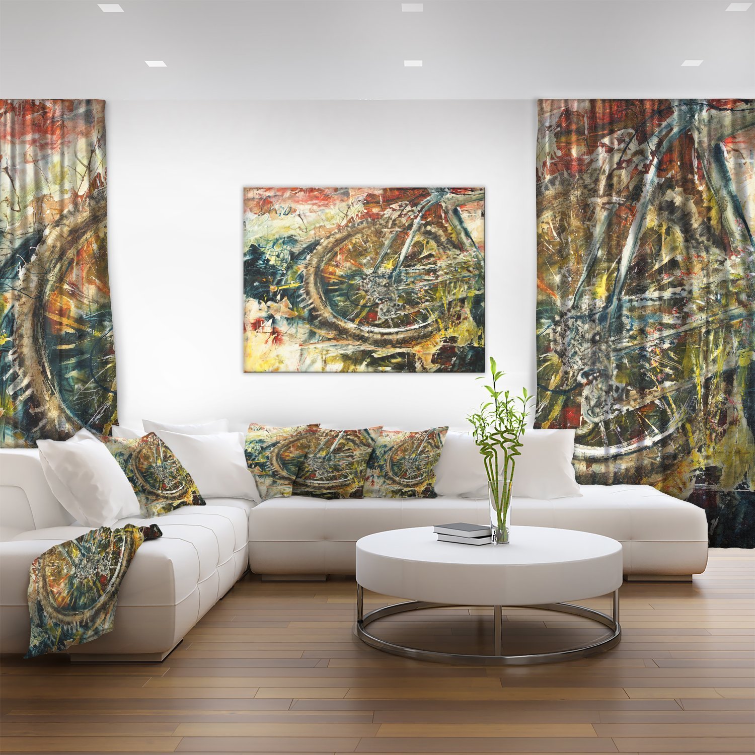 Abstract Mountain Bike Oil Painting Canvas Art - Modern Wall Decor for Living Room, Bedroom & Office