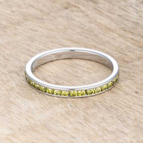 0.5ct Peridot & CZ Eternity Band Ring for Women - Sterling Silver Stainless Steel Wedding Band, Anniversary Gift, Stackable Ring for Everyday Wear