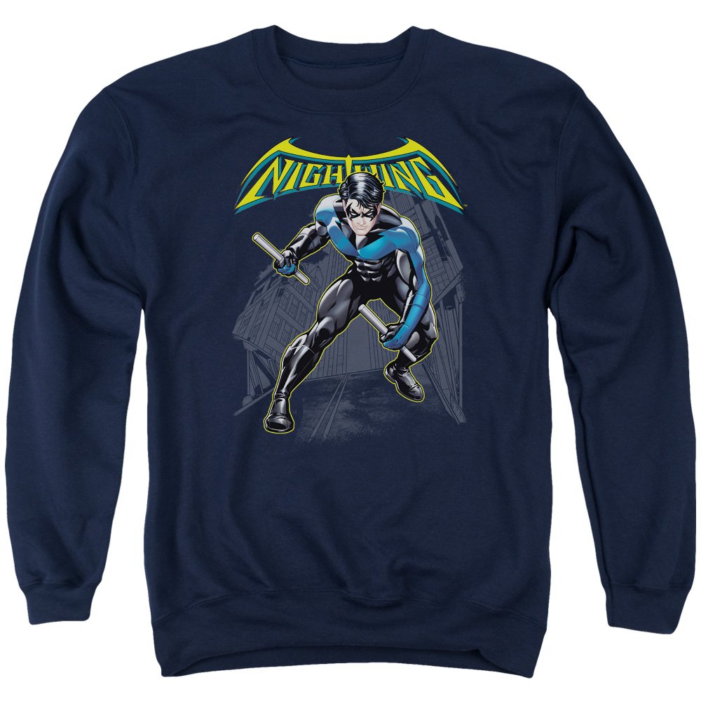 Batman Nightwing Unisex Adult Crewneck Sweatshirt for Men & Women - Superhero Graphic Hoodie for Cosplay, Comic Con & Casual Wear