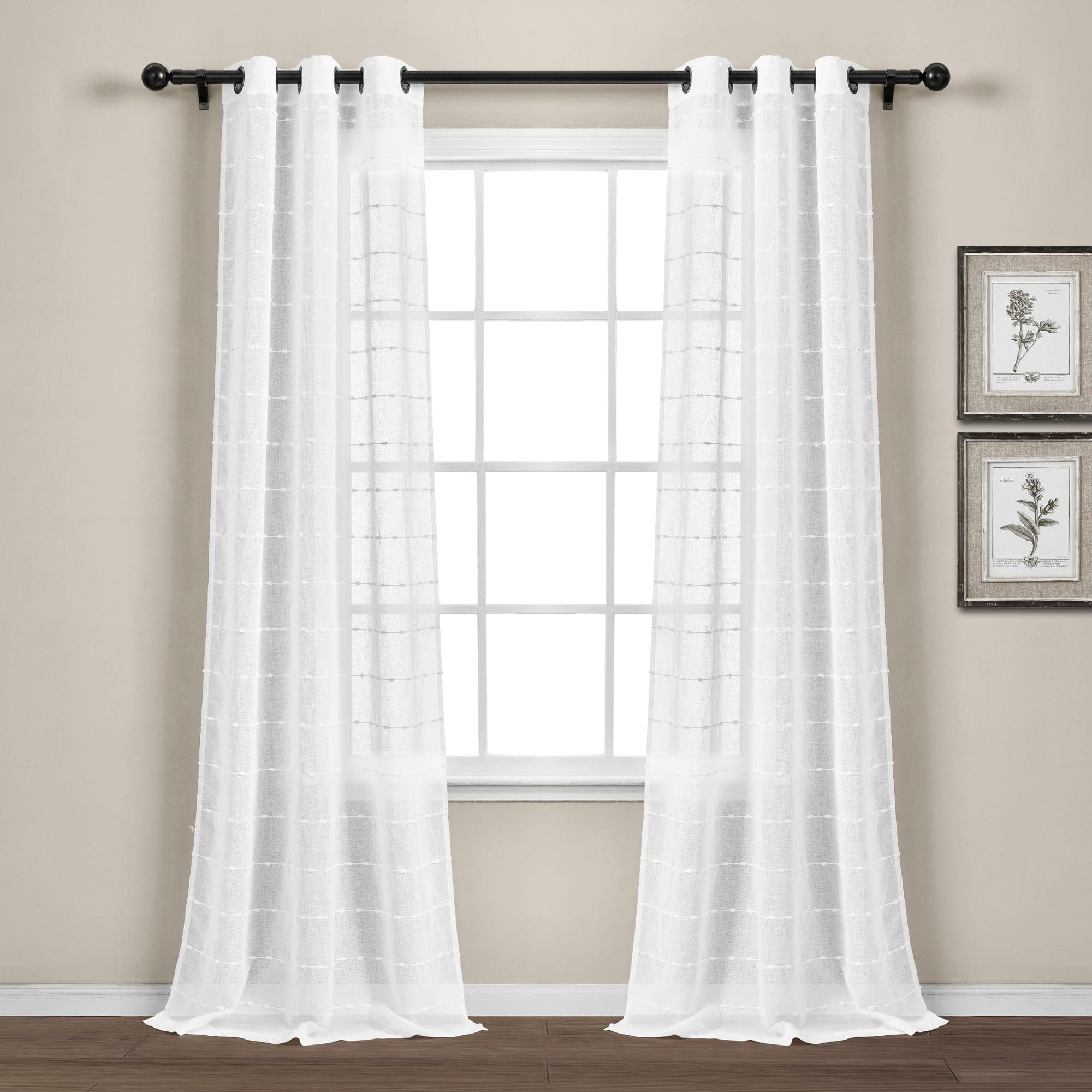 Farmhouse Style Textured Grommet Sheer Curtains for Windows - Light Filtering Indoor/Outdoor Drapes - Perfect for Living Room, Bedroom & Patio Decor