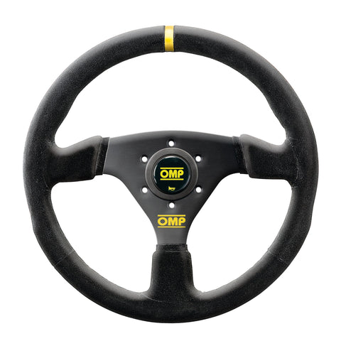OMP Racing Suede Steering Wheel 330mm Flat - High Performance Racing & Drifting Car Accessory for Track & Street Use