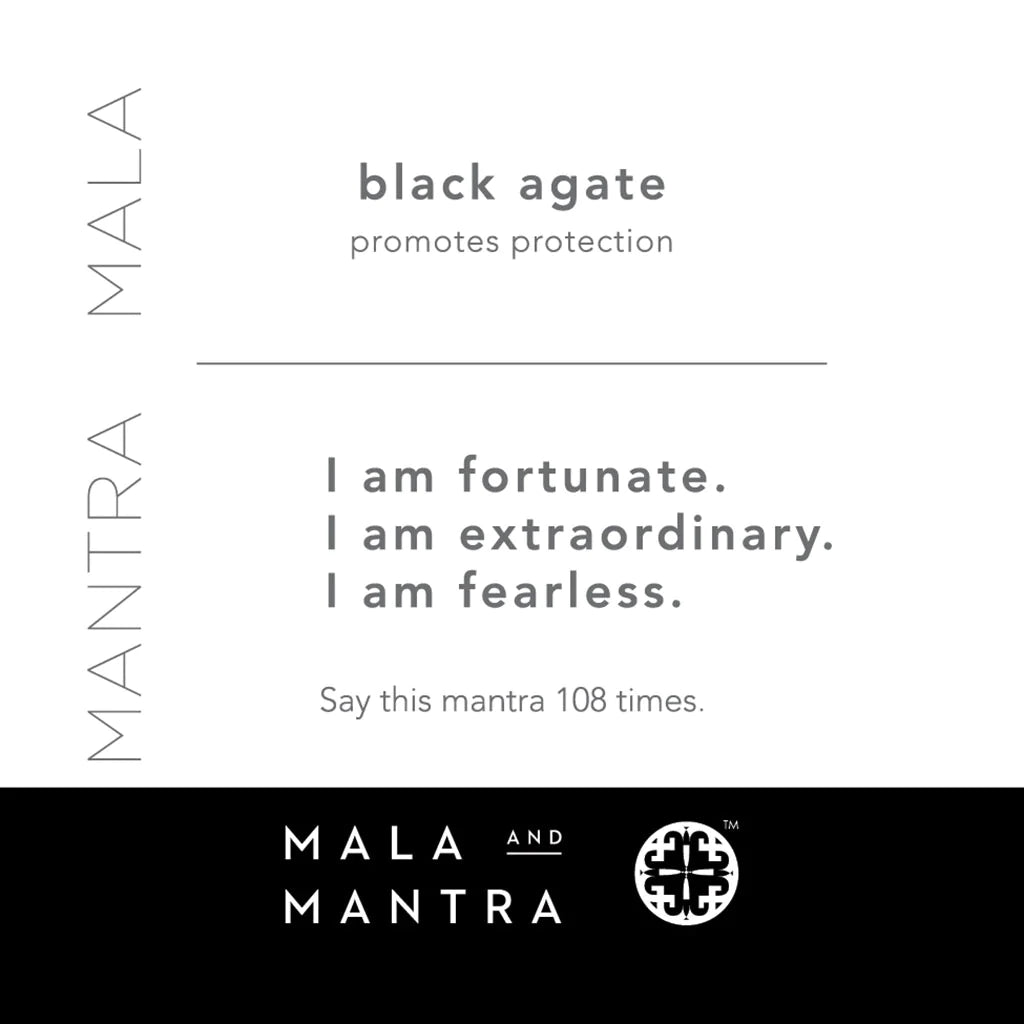 Black Agate Gemstone Knotted Wrap Mala - Handmade Meditation Beads for Yoga, Mindfulness & Spiritual Healing