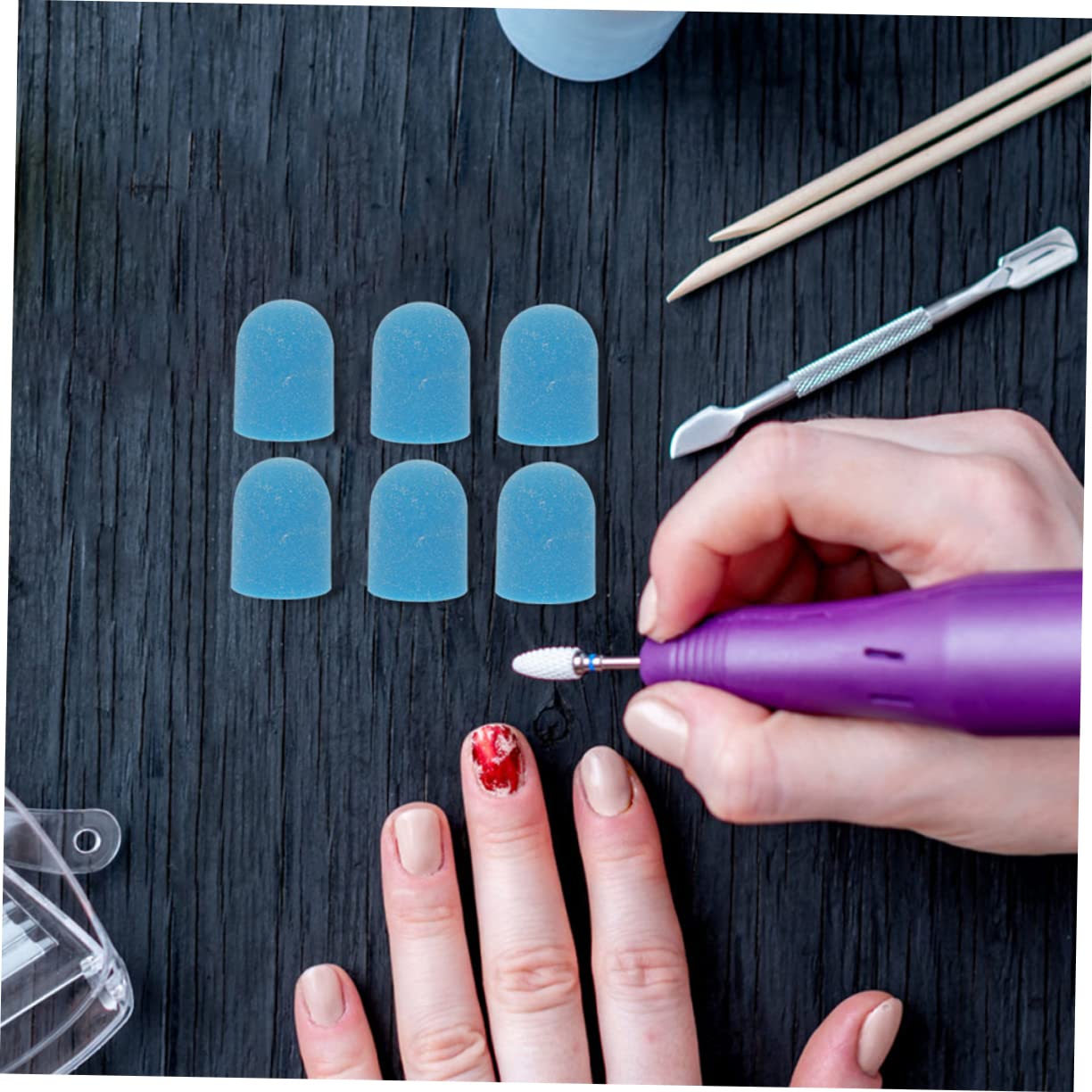 Minkissy 2 Sets Nail Sanding Caps & Electric Nail Drill Bits Kit - Professional Manicure Pedicure Tools for Cuticle Care & Nail Shaping - Perfect for Salon, Home Use & DIY Nail Art