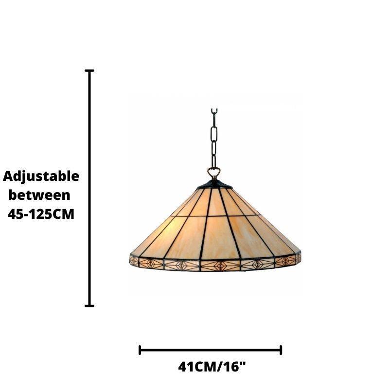 Dorchester Large Tiffany Ceiling Light Fixture - Single Bulb Vintage Stained Glass Chandelier for Dining Room & Bedroom Lighting