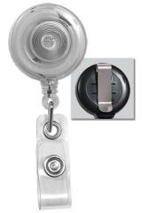Clear Round Translucent Plastic Badge Reel with Belt Clip - 100 Pack of Vinyl ID Badge Holders for Work, Events & Conferences - Secure Lanyard Alternative for Nurses, Teachers & Office Professionals