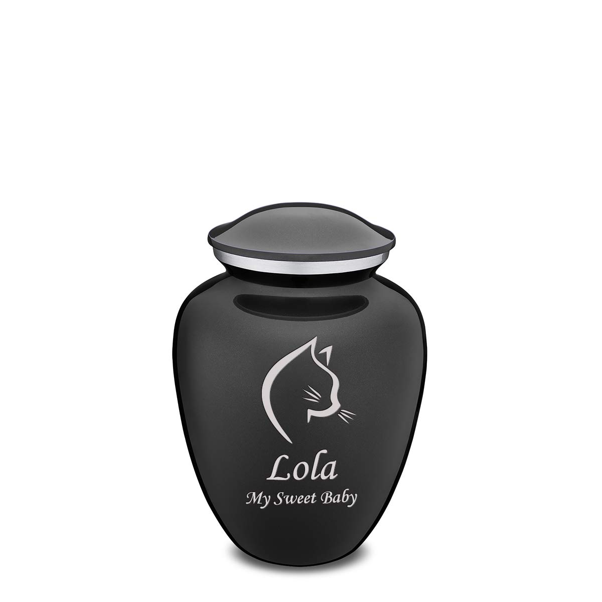 Personalized Engraved Cat Cremation Urn - Medium Embrace Pet Urn for Ashes (Charcoal) | Memorial Keepsake for Beloved Feline Companion | Perfect for Home Display or Burial Ceremony