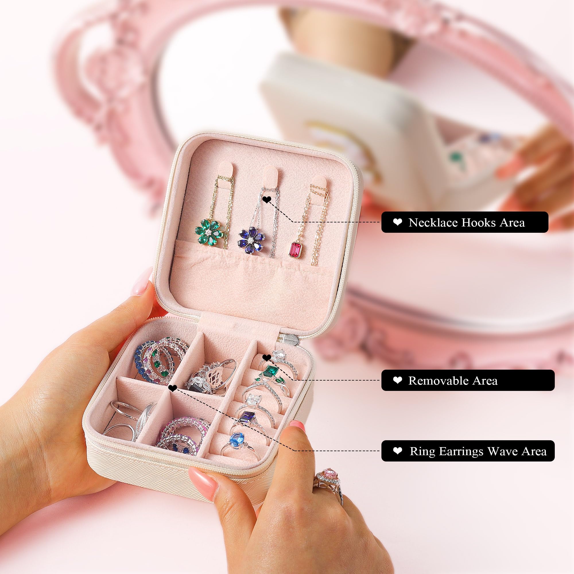 Trendy Personalized Travel Jewelry Case with Initial - Pink Jewelry Organizer Box for Women & Teens | Christmas, Birthday Gift Idea | Perfect for Travel, Home Storage & Special Occasions