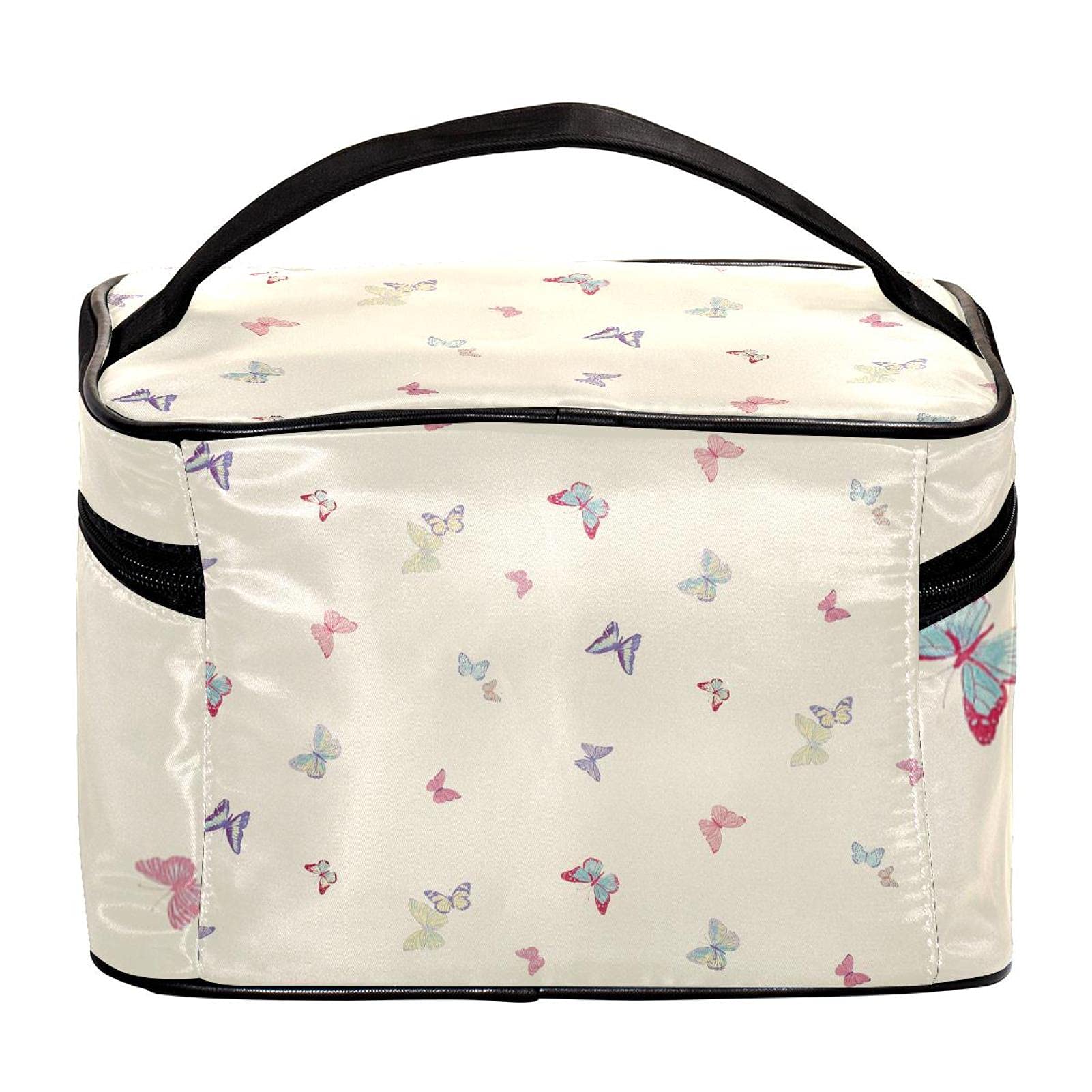 Colorful Butterflies Pattern Large Travel Makeup Bag - Waterproof Cosmetic Organizer with Zipper for Women & Girls | Perfect for Vacation, Gym, Daily Essentials Storage
