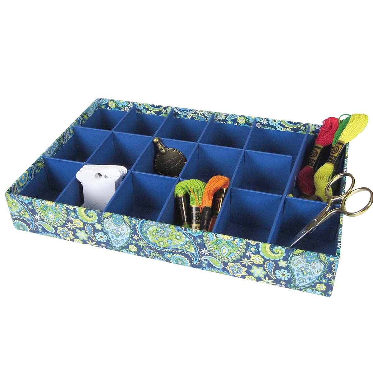 Janlynn Embroidery Floss Box - Blue Paisley Design for Cross Stitch & Needlework | Perfect for Organizing Threads & Craft Supplies