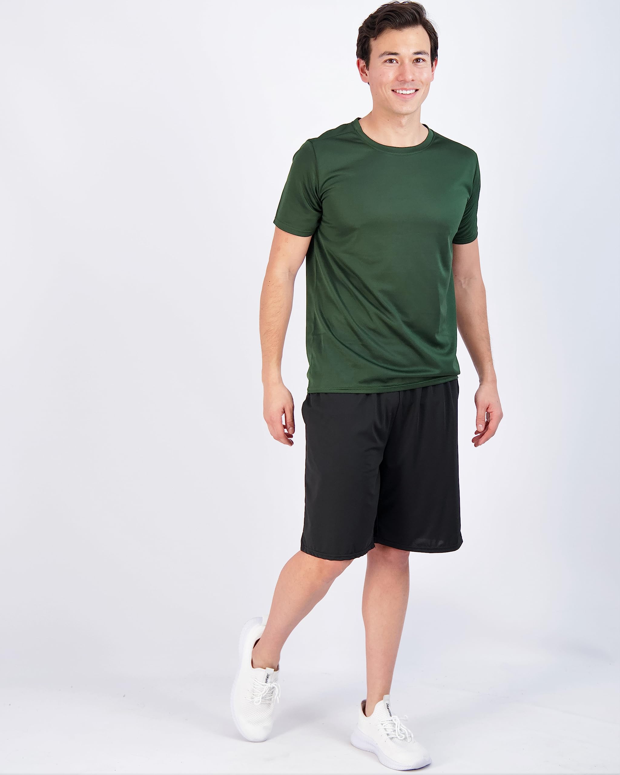 Real Essentials 5-Pack Men's Quick Dry Athletic T-Shirts - Moisture Wicking Activewear Short Sleeve Crew Neck Tees for Gym, Running & Workouts (Big & Tall Sizes Available) - Perfect for Sports, Training & Casual Wear