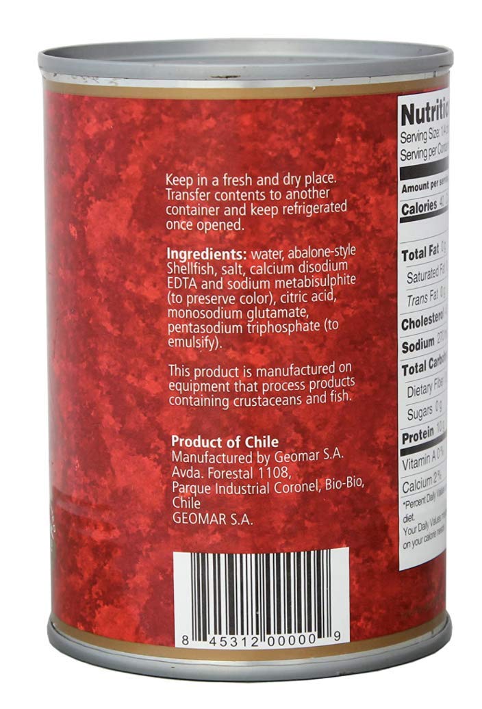 Premium Chilean Gourmet Seafood - Wild Abalone (Locos) 15oz Cans, Pack of 6 by Geomar | Perfect for Gourmet Cooking, Fine Dining & Luxury Gift Giving