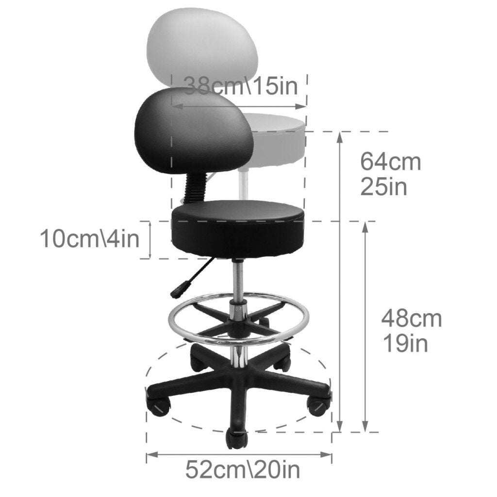 Premium Hydraulic Adjustable Swivel Rolling Stool with Wheels - Ergonomic Office Chair for Dentists, Barbers, and Salon Professionals - Perfect for Hair Styling, Tattoo Studios, and Medical Clinics