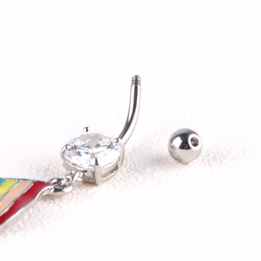Colorful Flag Pendant Belly Rings - Trendy Navel Jewelry for Women | C248 | Perfect for Parties, Festivals & Body Piercing Fashion