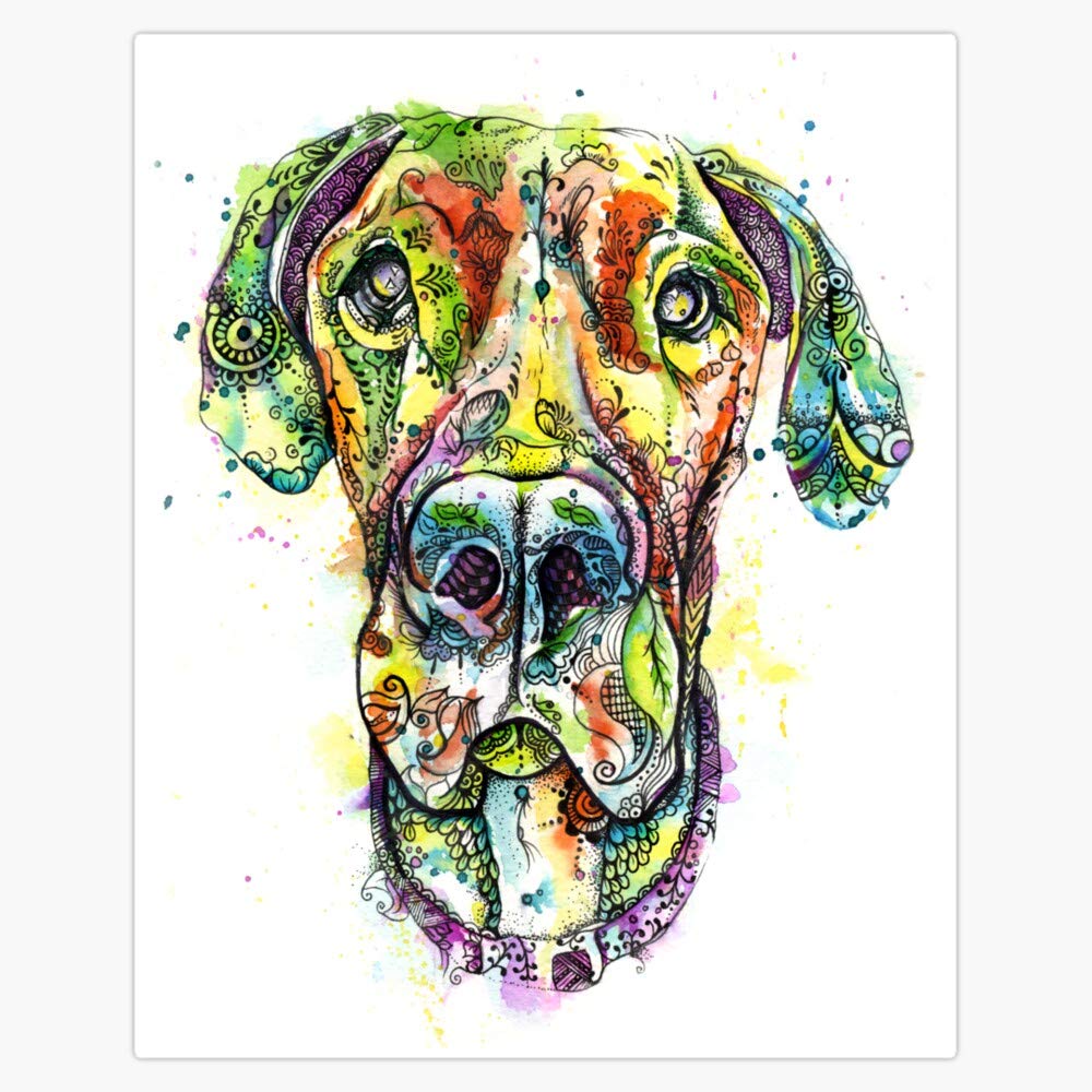 Great Dane Rose Vinyl Waterproof Sticker Decal - 5 Inch Durable Decorative Stickers for Cars, Laptops, Walls, Windows & Bumpers | Perfect for Pet Lovers, Home Decor, Office & Personalization