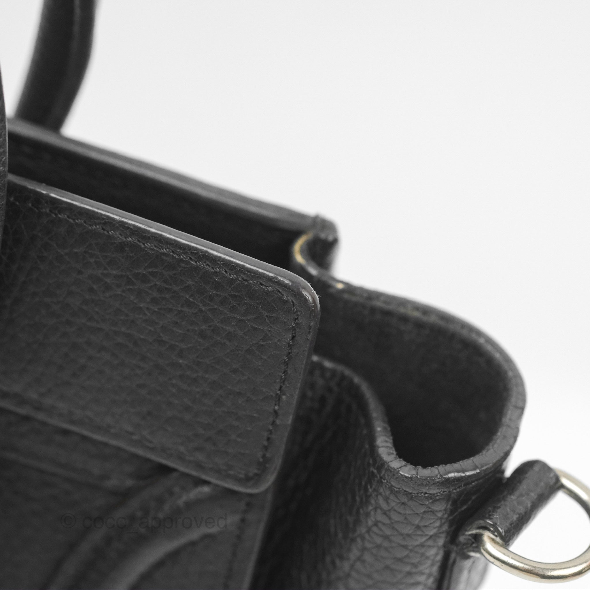 Celine Nano Luggage Bag in Black Drummed Calfskin Leather - Perfect for Work, Travel & Everyday Luxury Handbag