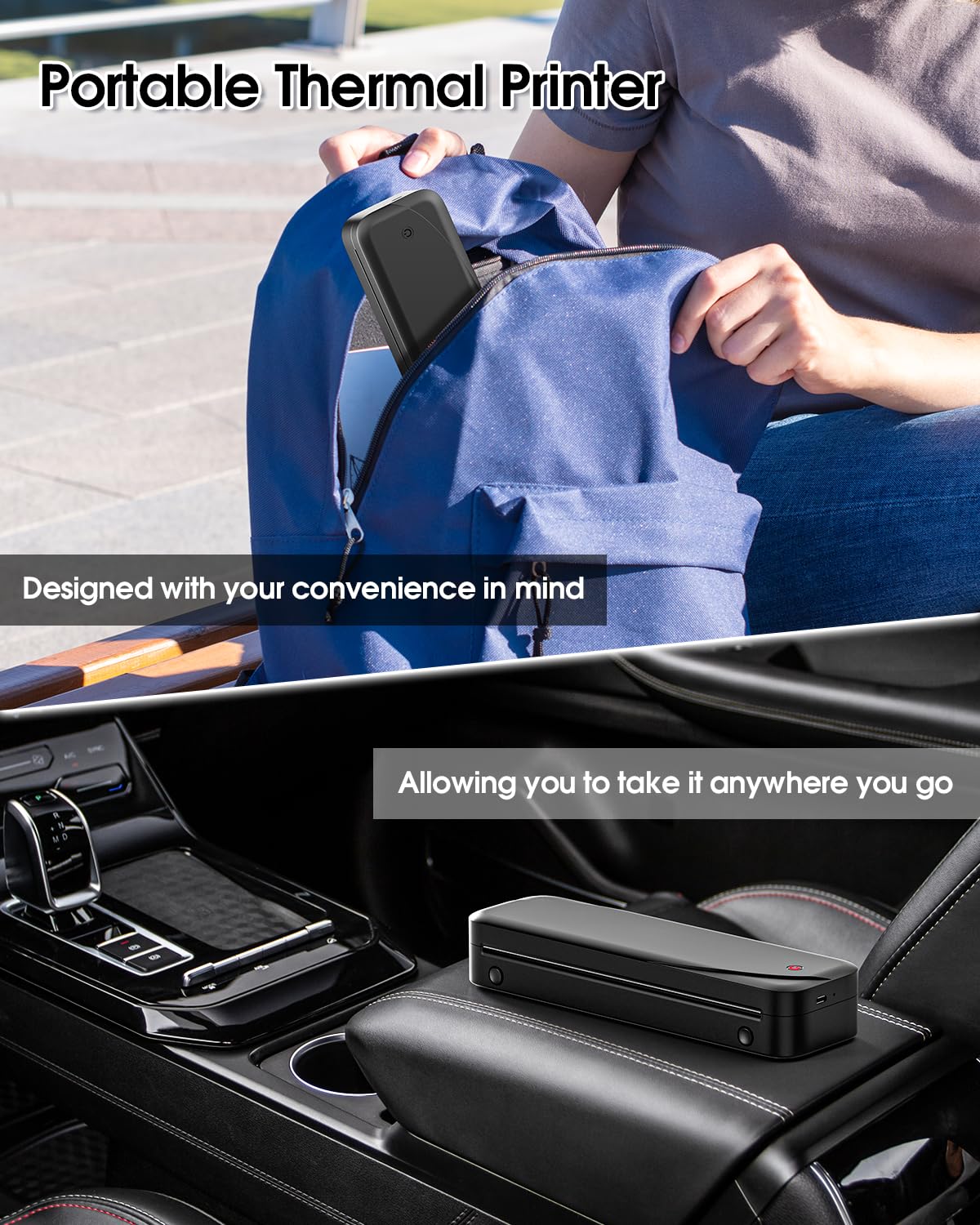 Memoqueen M833 Portable Wireless Thermal Printer - Bluetooth Inkless Printer for Travel, Office & Home, Compatible with 8.5''x11'' US Letter & A4 Paper, Works with Phone & Laptop - Perfect for Business Trips, School Projects & Home Office Printing