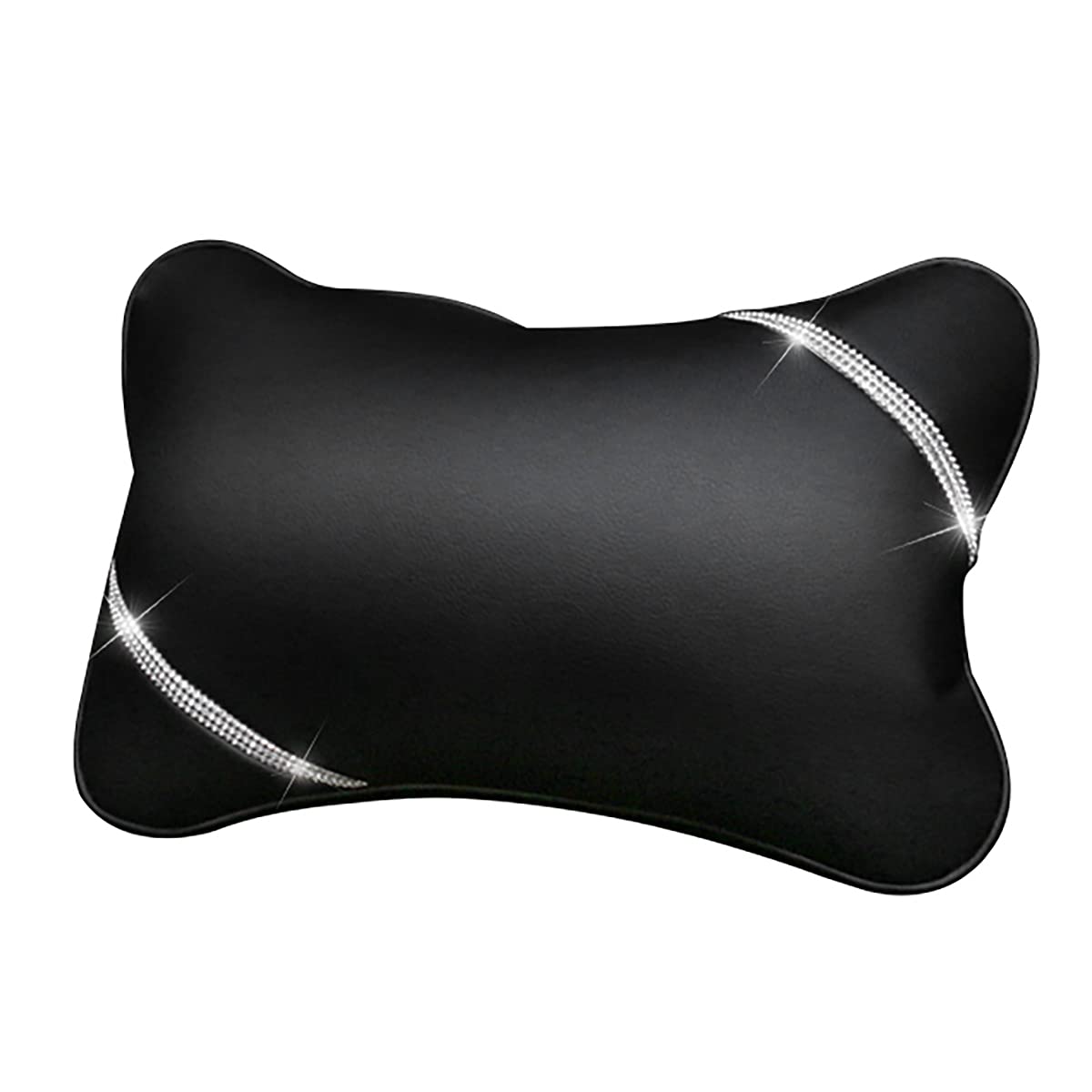 LKXHarleya Bling Crystal Diamond Car Seat Lumbar Support Pillow - Rhinestone Decorated Breathable Back Cushion for Pain Relief & Comfort (Black) | Perfect for Long Drives, Office Chairs & Home Use