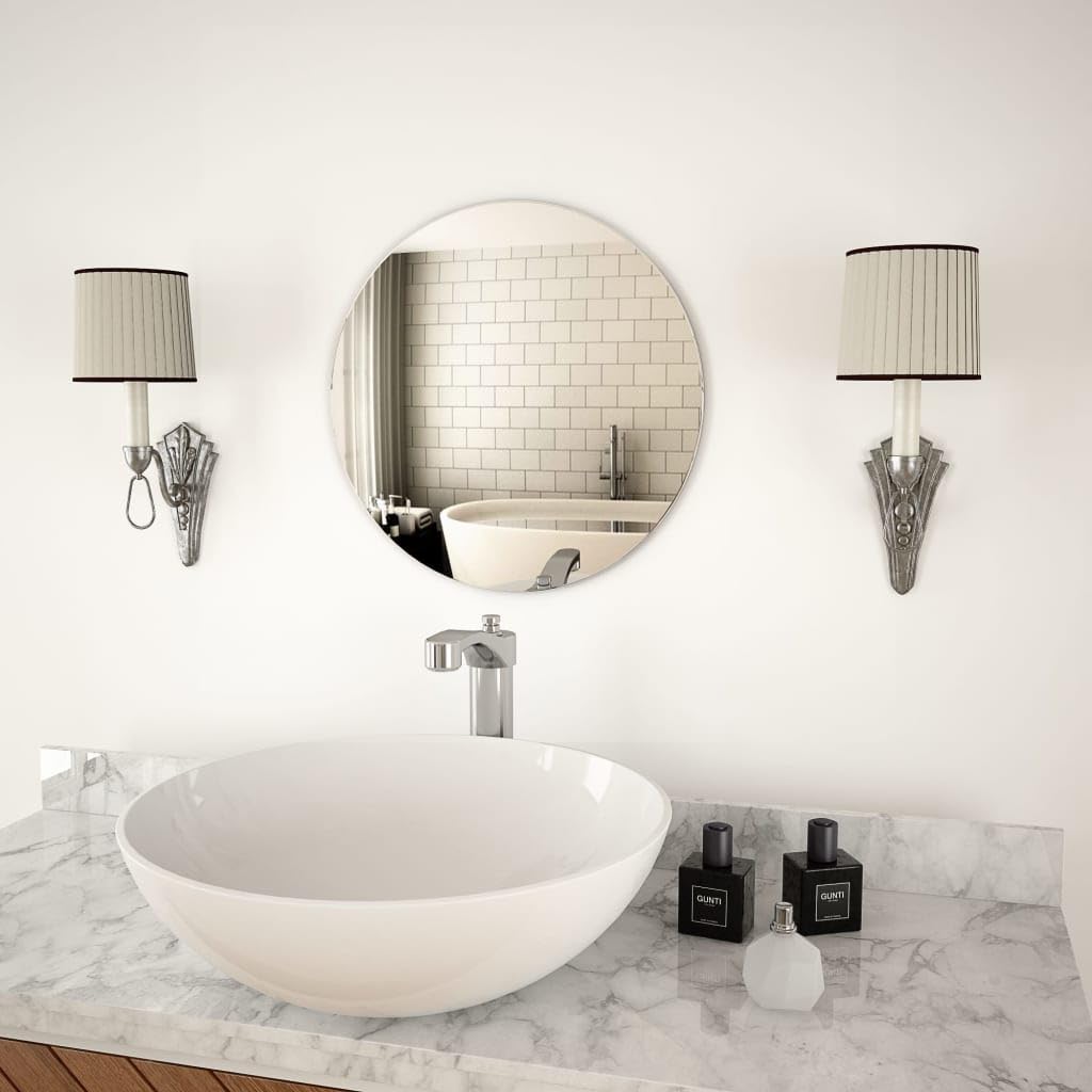 Modern Round Glass Wall Mirror - Bathroom, Vanity, Hall & Entryway Mirror for Bedroom, Living Room & Dressing Room | Home Decor & Makeup Mirror for Daily Use