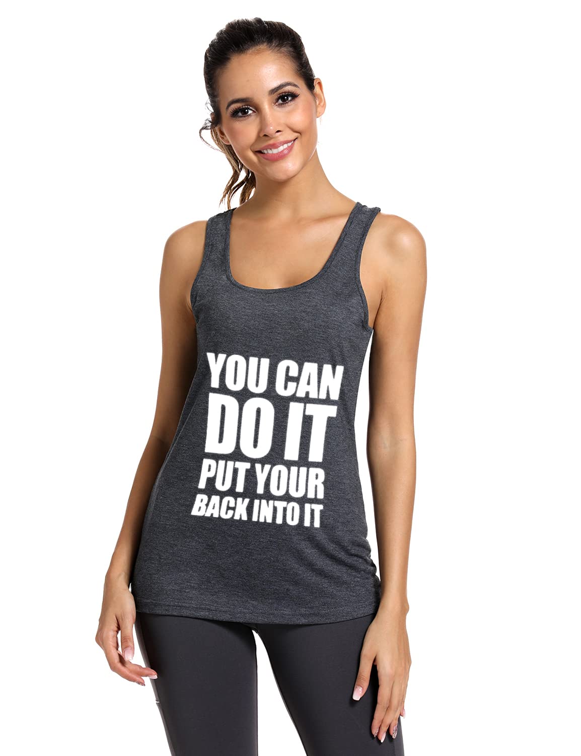 Funny 'You Can Do It' Workout Tank Tops for Women - Racerback Sleeveless Gym Shirts | Perfect for Fitness, Yoga & Running