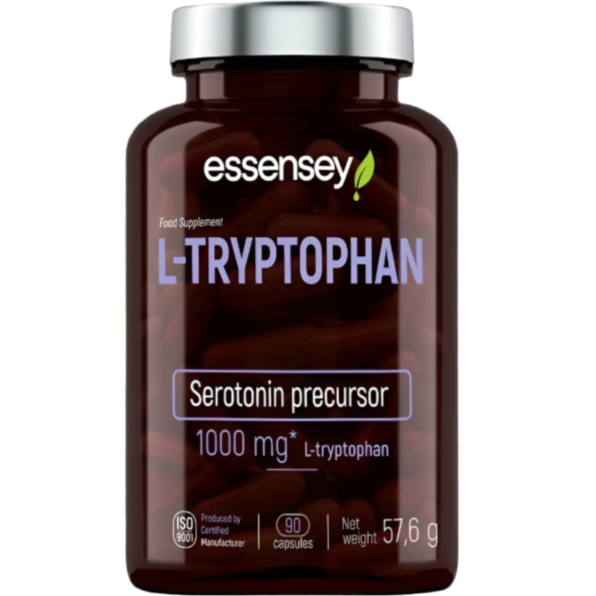 Essensey L-Tryptophan 1000mg Supplement - Natural Mood Enhancer & Sleep Aid | 90 Vegan Capsules | Stress Relief & Relaxation Support for Better Sleep & Anxiety Relief