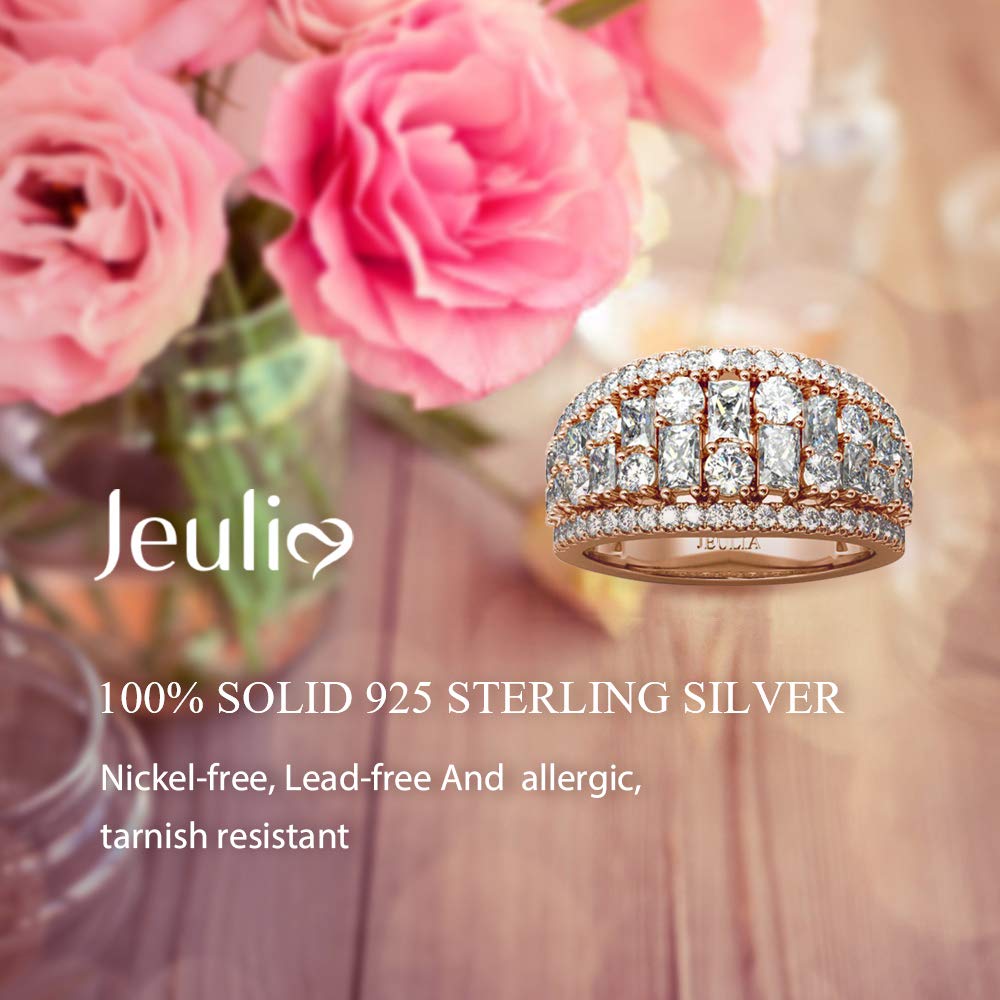 Jeulia 925 Sterling Silver Women's Diamond Band Ring - CZ Wedding, Engagement, Anniversary, Promise Ring Set for Bridal Jewelry | Perfect for Proposals, Bridal Parties, and Special Occasions