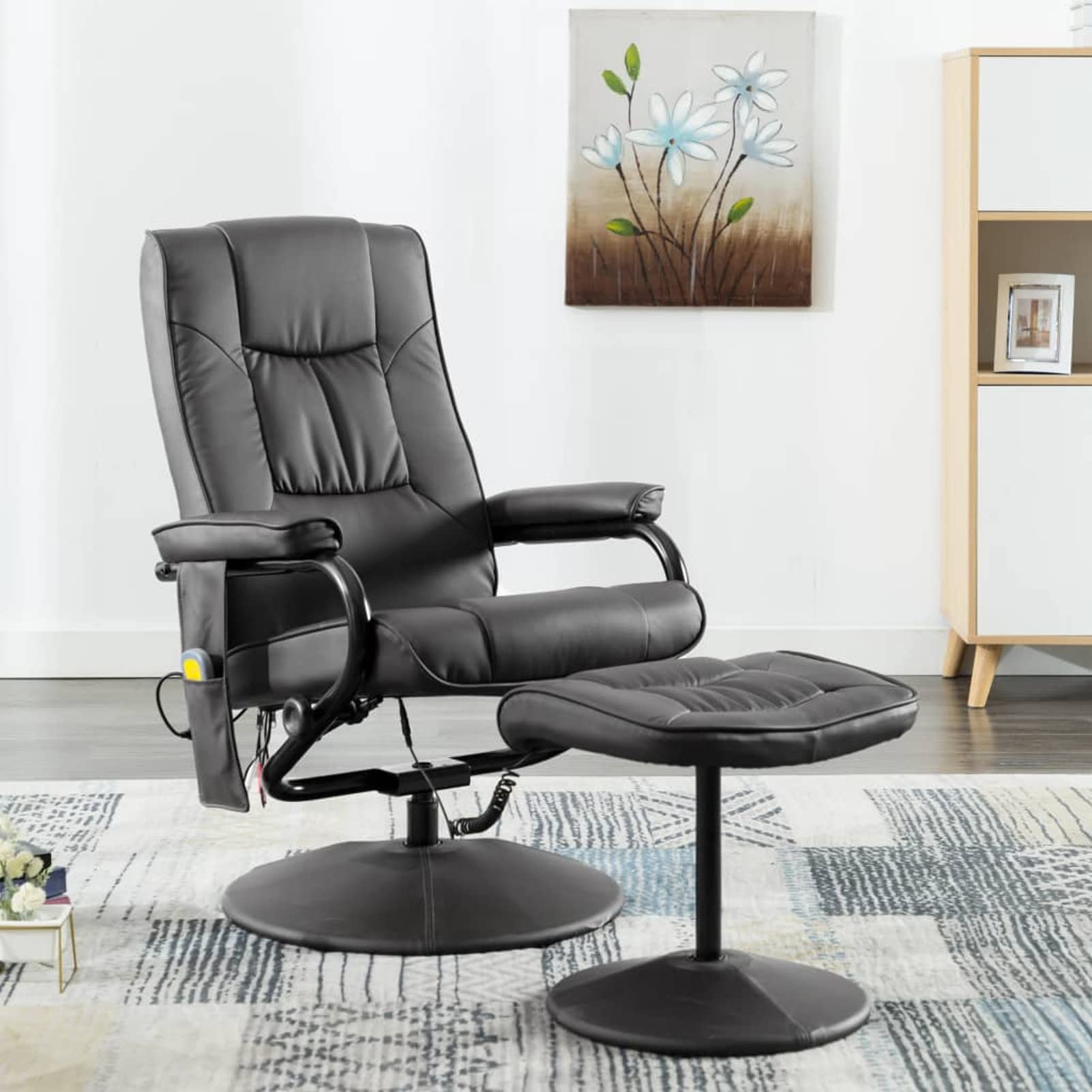 Festnight Massage Chair with Foot Stool - Full Body Relaxation & Stress Relief, Gray Faux Leather for Home, Office & Living Room Comfort