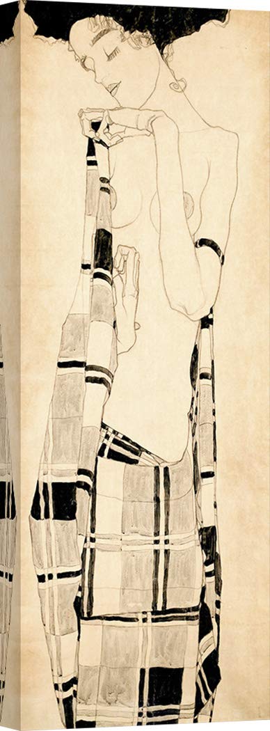 Egon Schiele Standing Girl Canvas Art Print - 100x35 cm - Modern Wall Decor for Living Room, Bedroom & Office