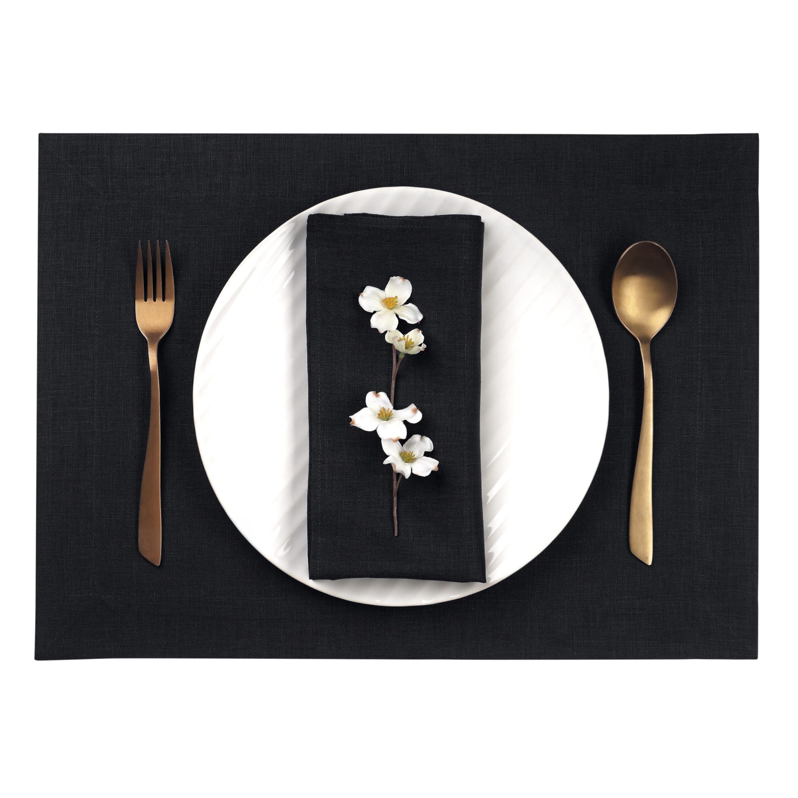 D'Moksha Homes 4-Pack 100% Pure Linen Placemats - 14