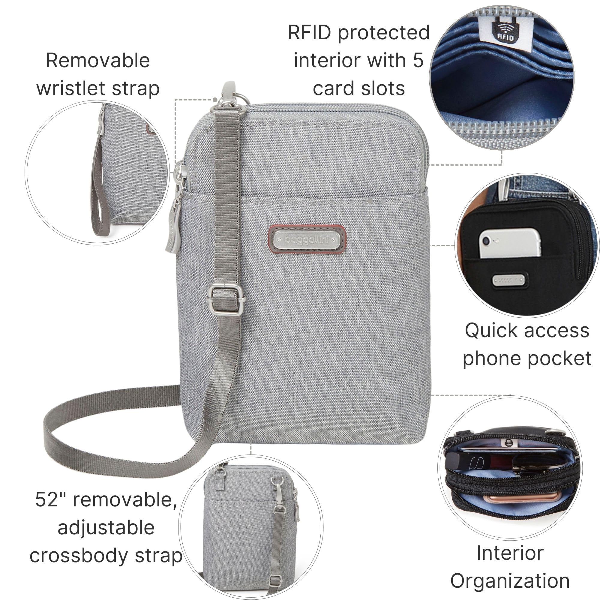 Baggallini Take Two Bryant RFID Crossbody Bag for Women - Anti-Theft Travel Purse with Adjustable Strap - Perfect for Shopping, Travel & Everyday Use