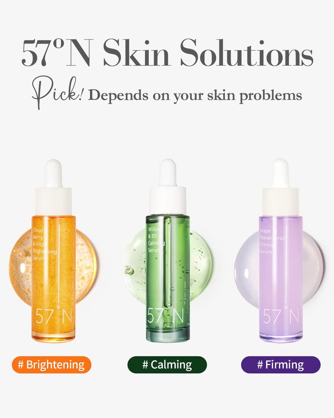 57N Firming & Brightening Serum Bundle - Grape & Resveratrol Anti-Aging Serum + Cloudberry & Vitamin C Serum for Glowing Skin | Perfect for Night Routine & Daily Skincare Regimen
