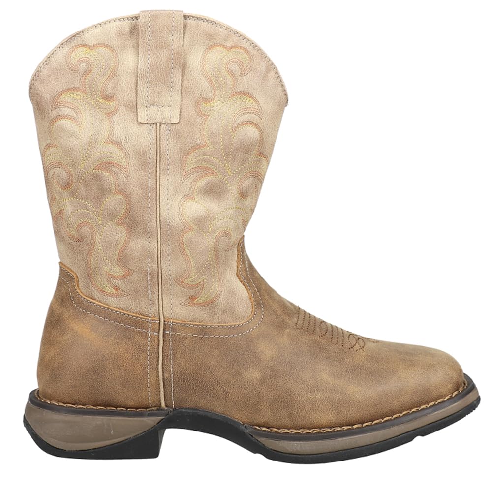 ROPER Men's Wilder II Embroidered Square Toe Pull-On Casual Boots - Mid Calf Western Boots for Men, Brown Leather Cowboy Boots for Daily Wear & Country Style Outfits