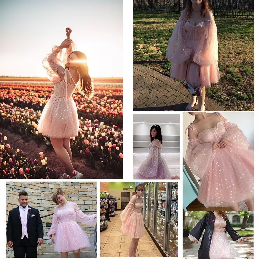 Elegant Women's Tulle Homecoming Dress with Puffy Sleeves & Sweetheart Neckline - Short Prom Party Gown for Dances, Weddings & Special Occasions