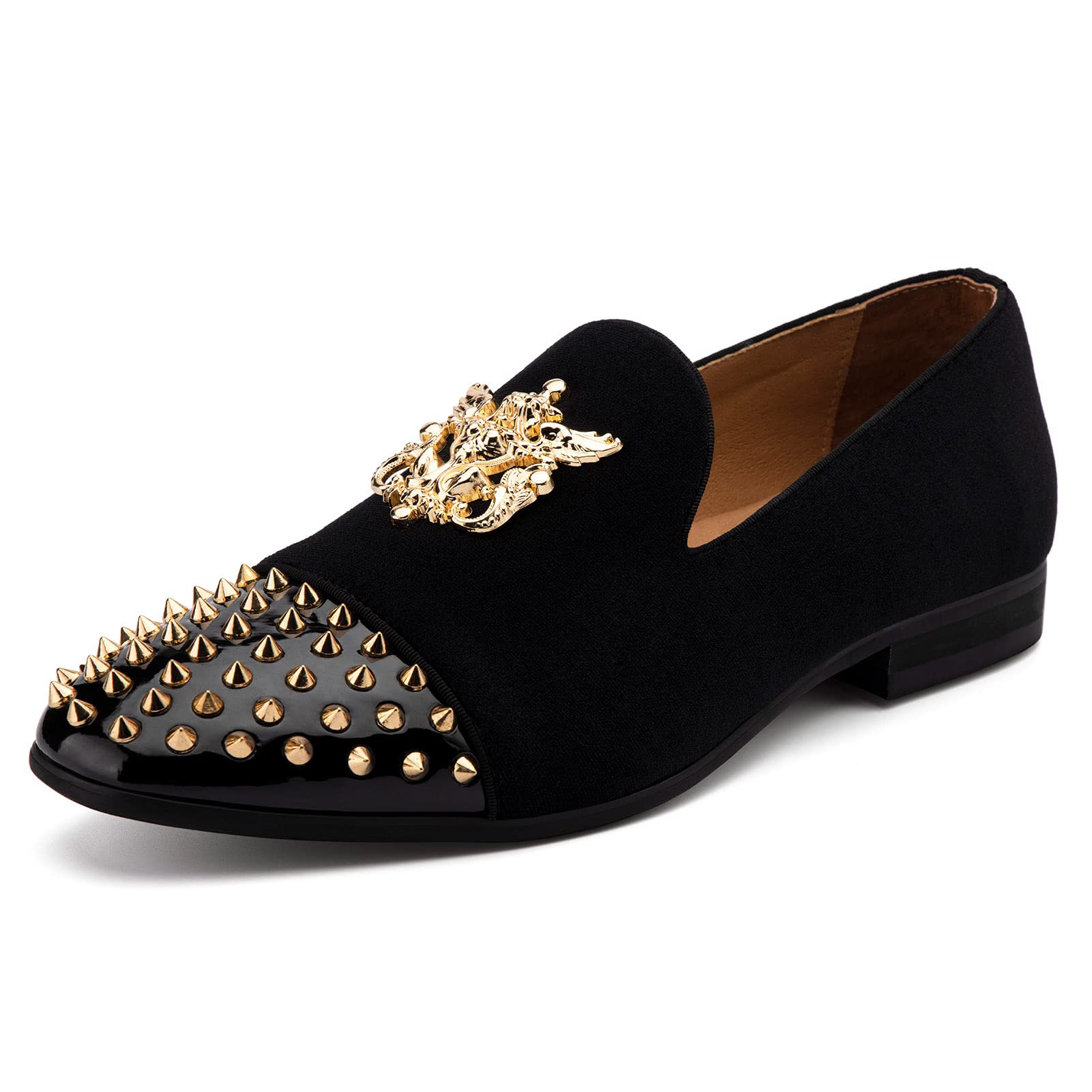 **Meijiana Men's Velvet Loafers - Luxury Dress Shoes with Metal Embellishments for Parties, Weddings & Formal Events**