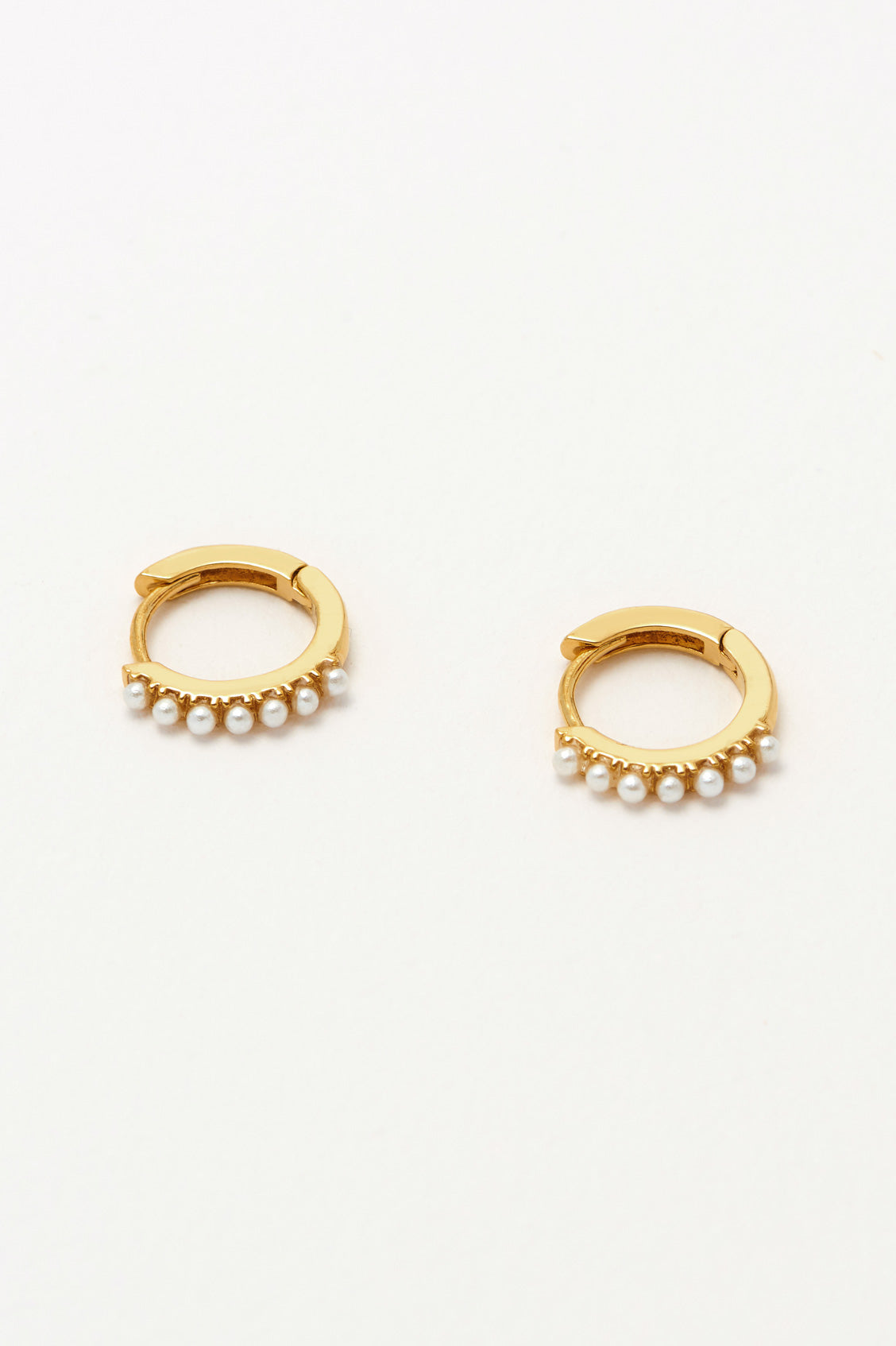 Pearl Pave Huggie Hoop Earrings for Women - 14K Gold Plated Small Huggie Earrings for Everyday Wear, Gift for Her, Wedding, Party, Date Night