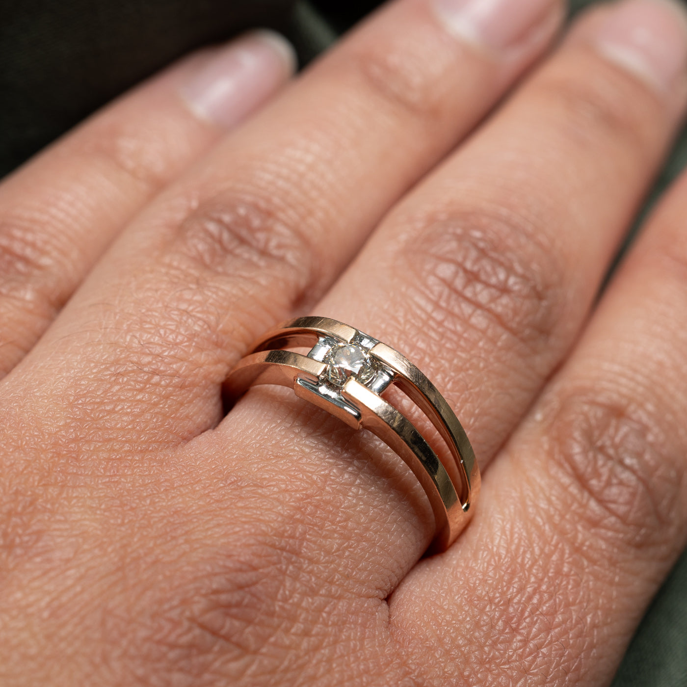 Elegant Two-Tone Gold Diamond Open Shank Ring - 0.40ct Size 10 | Perfect for Engagement, Anniversary & Special Occasion Gifts