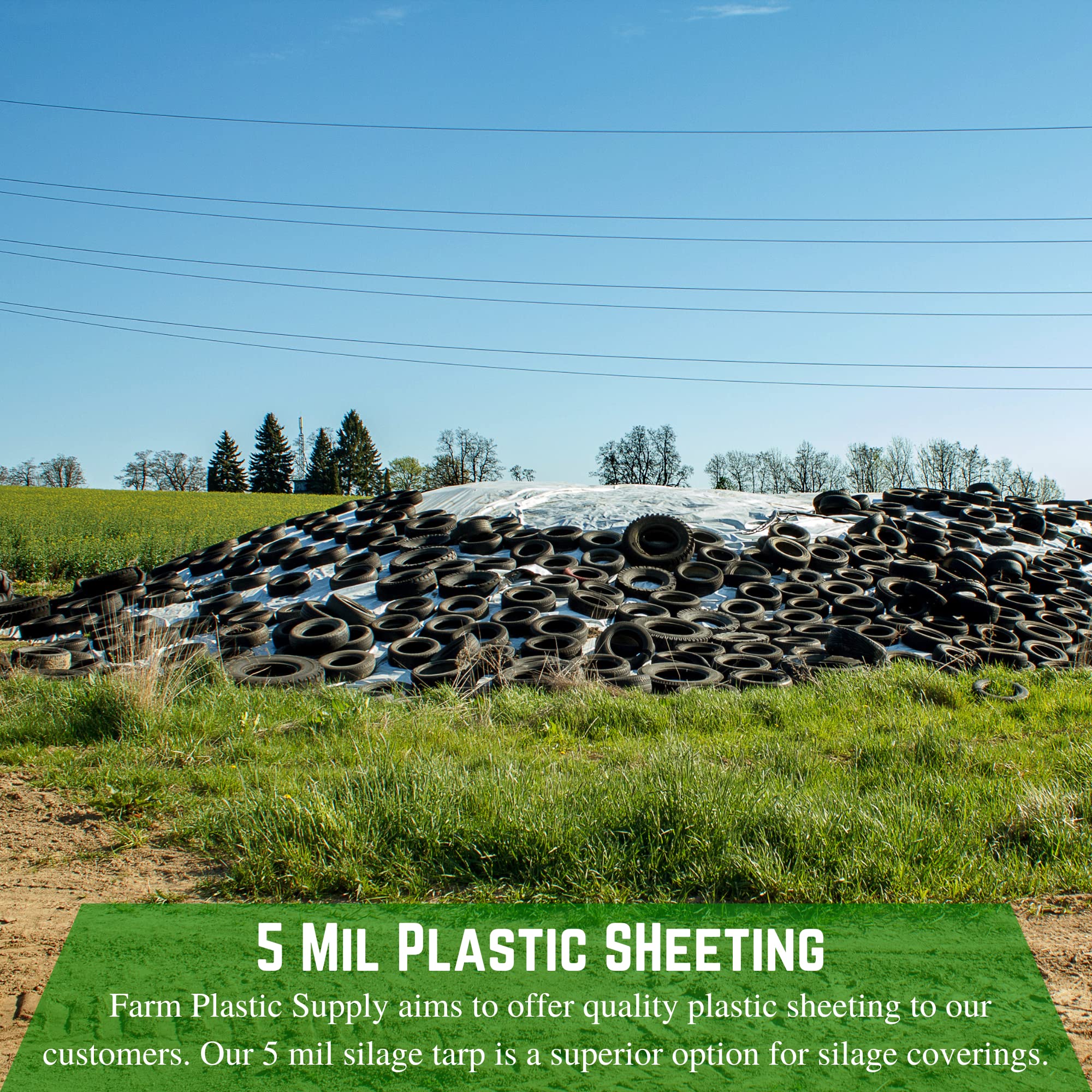 Heavy Duty 5 Mil Black/White Silage Tarp - 30' x 30' Polyethylene Plastic Sheeting for Farming, Agriculture & Ground Covering - Durable Bunker Cover & Silage Protection - Perfect for Crop Storage, Livestock Feed Protection & Field Moisture Control