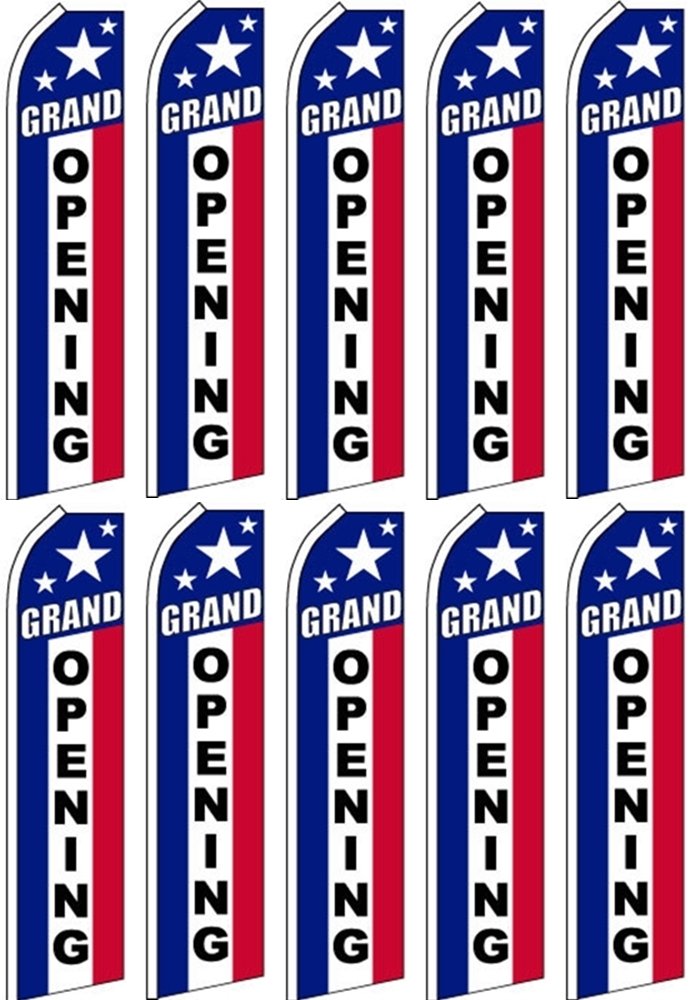 10 Pack Red White Blue Swooper Flutter Flags - Grand Opening Decoration for Outdoor Parties, Car Dealerships & Patriotic Events