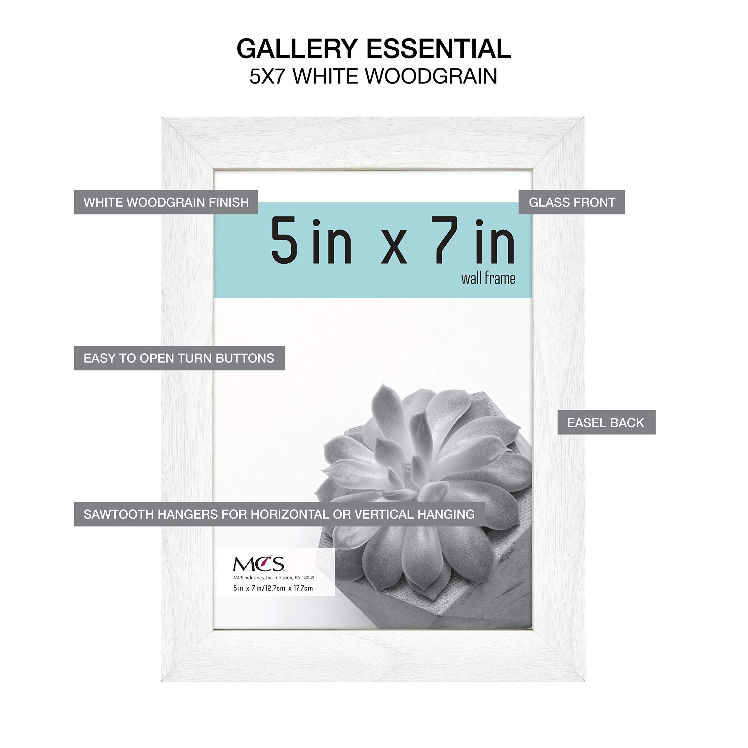 Premium MCS Gallery Essential Picture Frames Set - 7 Piece White Woodgrain Wall Display with 4x6, 5x7 & 8x10 Inch Frames - Perfect for Home Decor, Office Display & Photo Gallery Walls