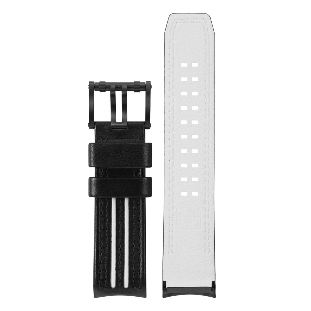 Luminox Men's Tony Kanaan Series Black & White Leather Strap Watch with Stainless Steel Buckle - Durable Sports & Casual Timepiece for Outdoor Adventures & Everyday Wear