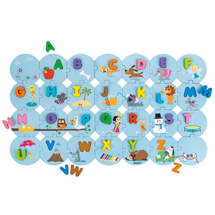 JANOD Learn the Alphabet Puzzle - Wooden ABC Learning Toy for Toddlers & Preschoolers - Educational Puzzle for Early Childhood Development - Perfect for Homeschooling & Classroom Activities