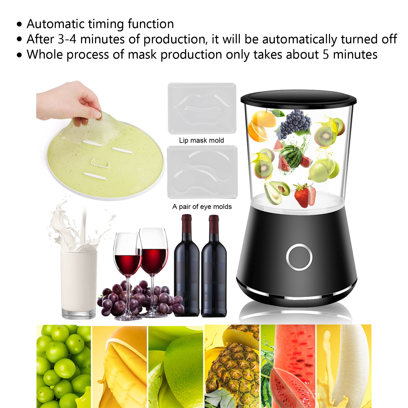 Automatic DIY Facial Mask Machine for Home SPA - Fruit & Vegetable Face Mask Maker Kit with Skin Care Mask for Beauty & Relaxation | Perfect for At-Home Skincare Routine & Self-Care Sessions