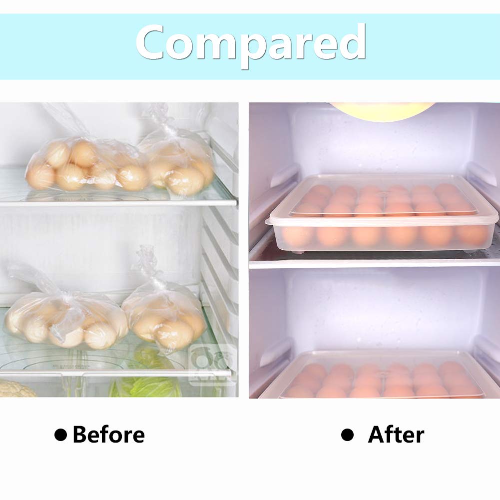 77L Plastic Deviled Egg Containers with Lid (Set of 2) - 60 Egg Capacity Carrier Tray, Clear Refrigerator Storage & Stackable Countertop Organizer - Perfect for Picnics, Parties & Meal Prep
