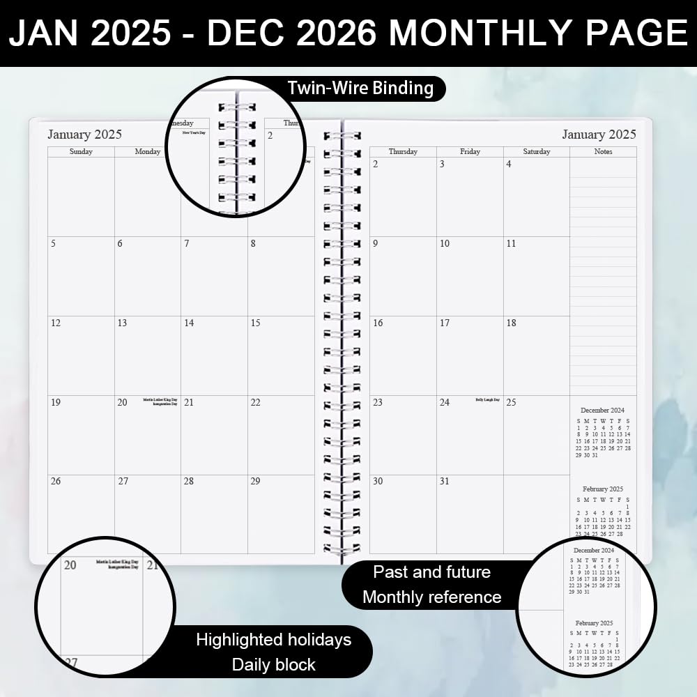 2025-2026 Monthly Planner - 2 Year Academic Planner from January 2025 to December 2026 | 7